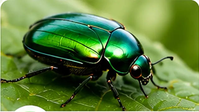 Metallic green beetle on a leaf showing hard wing covers for AI insect identification